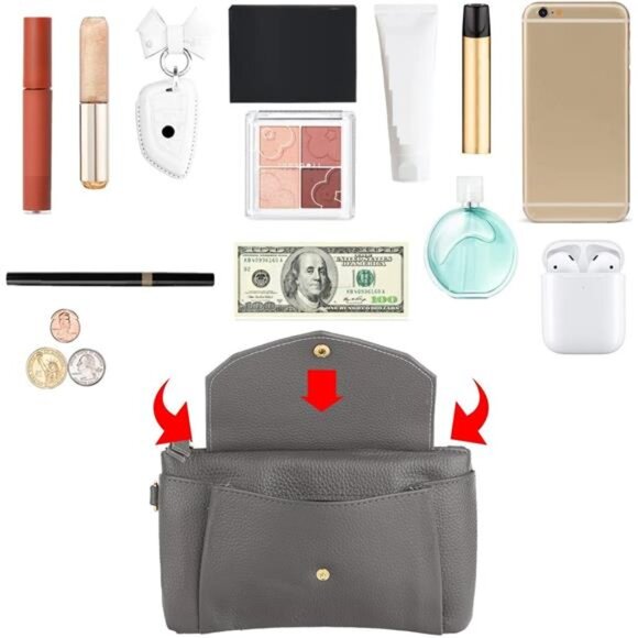 Women's Genuine Leather Wristlet Handbags Grey - Picture 2 of 6